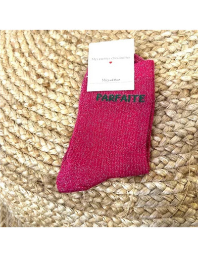 V313- Chaussettes paillettes "Parfaite" (fuchsia)