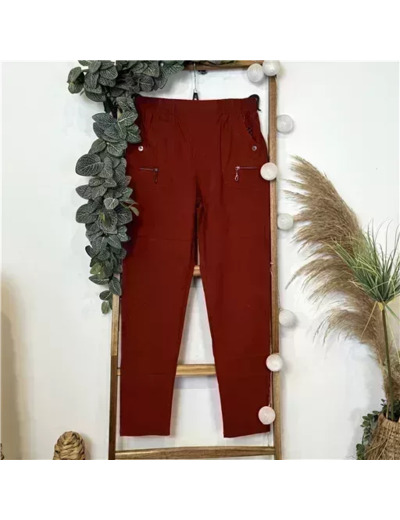 T580- Pantalon confort zips (T38-T52) (rouille)