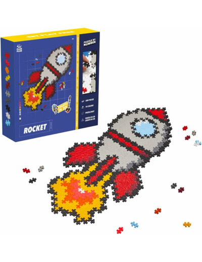 PLUS PLUS - Puzzle par numéro Fusée de 500 pièces - Jeu de construction - PP3930