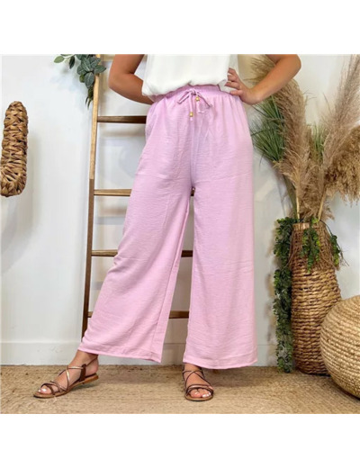L761- Pantalon flou large 1er PRIX (Tu) (rose bébé)