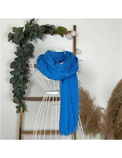Y510– Foulard uni froissé (bleu indigo)