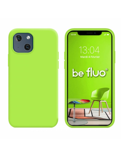 Coque Silicone Moxie BeFluo Fine et Légère pour iPhone 14 Plus, Intérieur Microfibre - Vert pomme