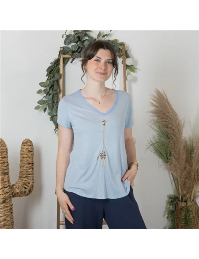 K177- T-Shirt « Girafe» (Tu) 🇮🇹 (bleu ciel)