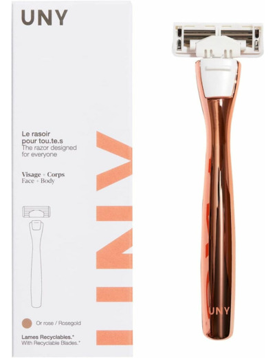 RASOIR MÉCANIQUE UNY (6 LAMES) (ROSEGOLD | OR ROSE) Ultra premium avec poignée ergonomique