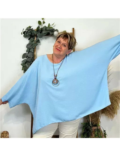 Z328- Tunique unie Collier Curvy (bleu ciel)