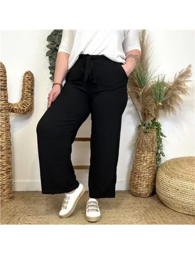 T543- Pantalon flou large (T42/44-T54/56) (noir)