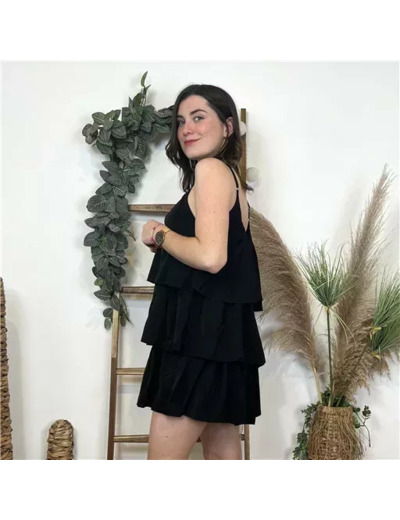 L011- Robe Charleston unie (T36-T40) (noir)