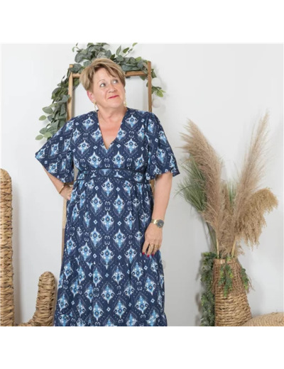 K241- Robe longue « By One » (T40-T48) (marine)