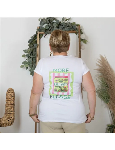 K176- T-Shirt "More Olives" (Tu) 🇮🇹 (blanc)
