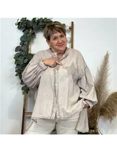 K371- Chemise Loose étoilée ⭐ (Gt) (taupe)
