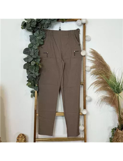 T580- Pantalon confort zips (T38-T52) (taupe)