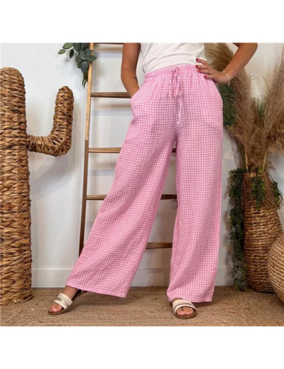 L759- Pantalon Vichy (Tu) 🇮🇹 (rose)