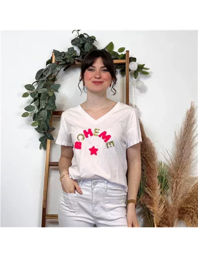 K437- T-shirt Bohême ⭐ (T36-T40) (blanc)