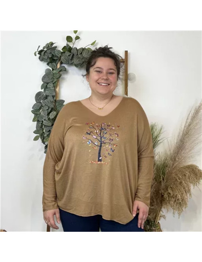K823- Pull tunique "Arbre de vie" 🇮🇹 (camel)