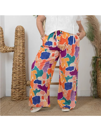 L787- Pantalon Palazzo By One (T40-T48) (orange)