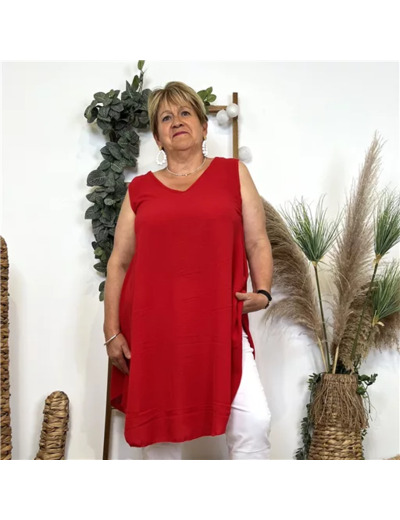 L448- Tunique unie (Tu) 🇮🇹 (rouge)