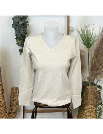 Y249-Tricotonic Col V les T38 & 42 (beige)