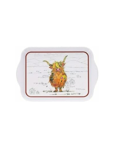 KIUB Mini Plateau avec des animaux - motif vache écossaise - mélamine de qualité - Taille Mini 14 * 21 CM