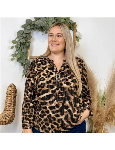 Z075- Blouse «Léopard" Christy  (T44-T52) (marron)
