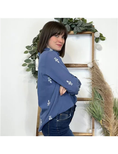 K535- Chemise coton « By One » (T36-T40) (bleu jeans)