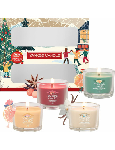 Yankee Candle - Coffret de bougies parfumées de Noël - 4 mini-bougies votives - Collection Après Ski - Cadeaux de Noël parfaits pour les femmes COFFRET CADEAUX