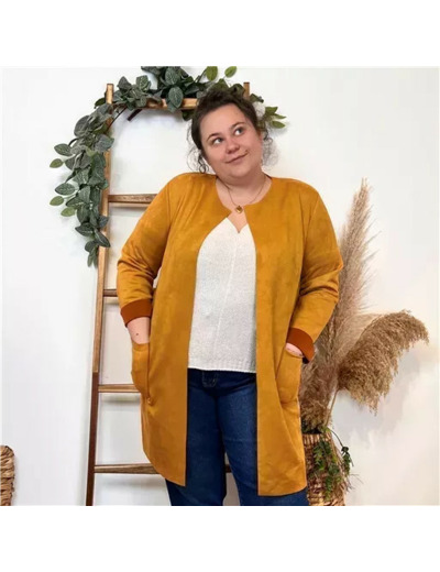 Z554.- Veste ouverte en suédine 🇮🇹 (moutarde)