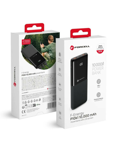 FORCELL F-ENERGY P10k1 batterie externe PD QC3.0 3A 20W 10000 mAh noire