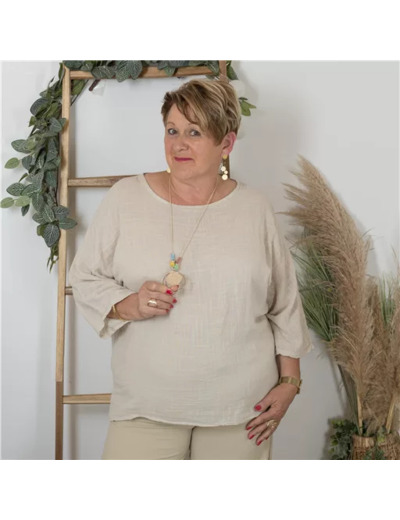 K759- Tunique 100% coton (Tu) (beige)