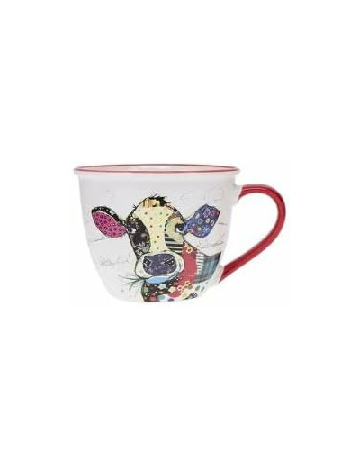 KIUB Bol timbale avec une anse - Motif vache - matière porcelaine fine - contenance 550ML