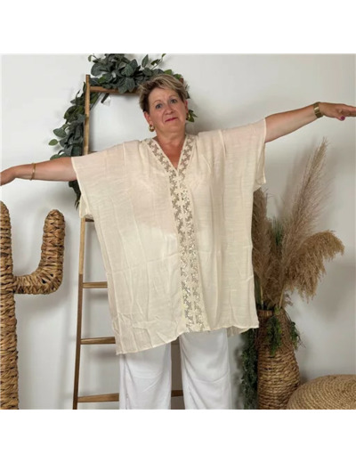Z301- Tunique de plage Bohême (beige)
