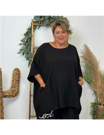Z138- Tunique Oversize 2 Poches 🇮🇹 (noir)