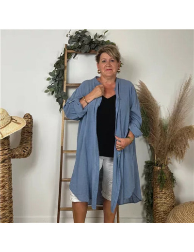 Z305- Chemise Coton Curvy 🇮🇹 (bleu indigo)