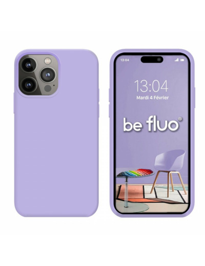 Coque Silicone Moxie BeFluo Fine et Légère pour iPhone 14 Pro Max, Intérieur Microfibre - Lilas