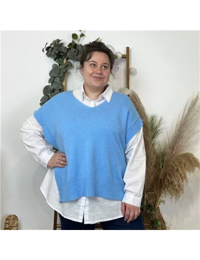 K550- Pull sans manche (Tu) (bleu turquoise)