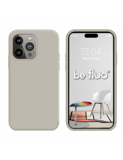 Coque Silicone Moxie BeFluo Fine et Légère pour iPhone 14 Pro max, Intérieur Microfibre - Gris Nardo