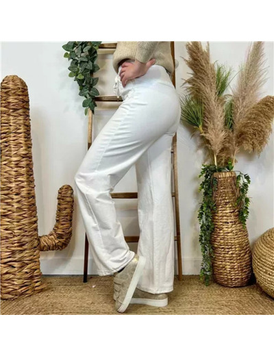 L758- Jogg Flare 2 poches plaquées (T36-T42) (blanc)