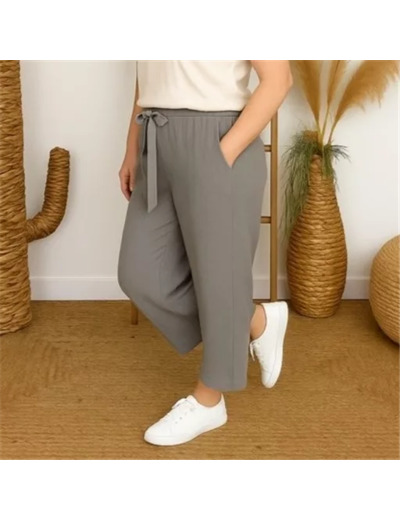 T543- Pantalon flou large (T42/44-T54/56) (gris)