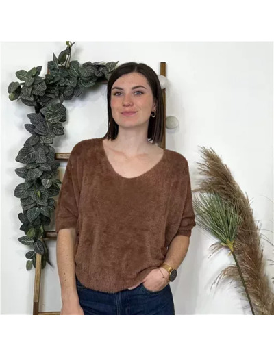 K804- Pull "Pilou Pilou" (Tu) 🇮🇹 (marron)