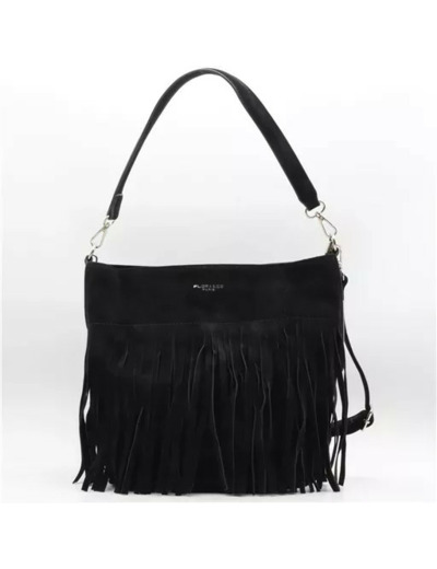 P393- Sac à franges Flora & Co – Aspect daim (noir)