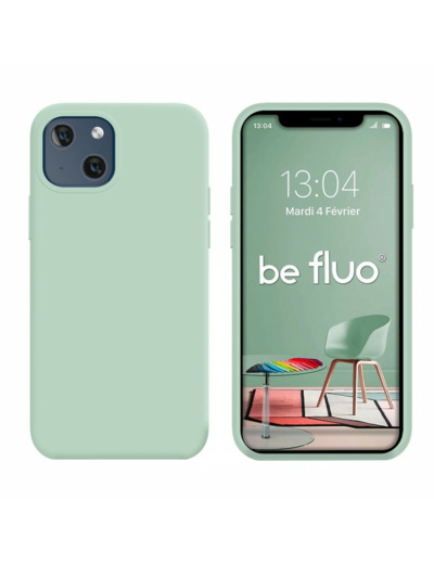 Coque Silicone Moxie BeFluo Fine et Légère pour iPhone 14, Intérieur Microfibre - Menthe