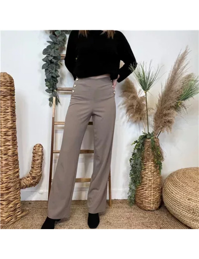 L801- Pantalon à Pont Flare (T36-T46) (taupe)