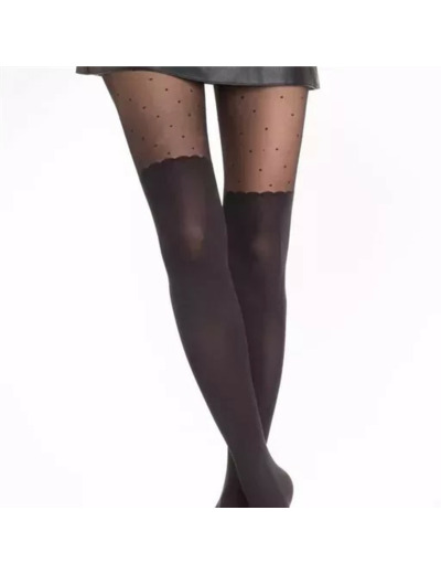 V340- Collants effet bas (Tu) (noir)