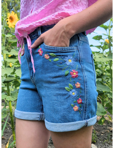 Échappée Florale - Kit broderie short à broder