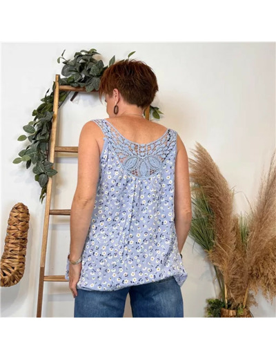 K175- Débardeur Liberty viscose (Tu) 🇮🇹 (bleu ciel)