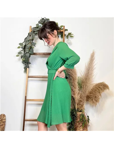 K414- Robe Plissée (Tu) 🇮🇹 (vert brésil)