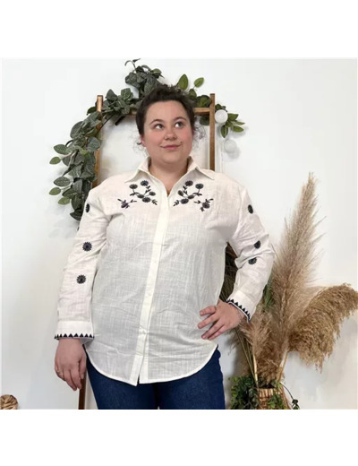 K790- Blouse brodée Christy (T44-T52) (blanc)