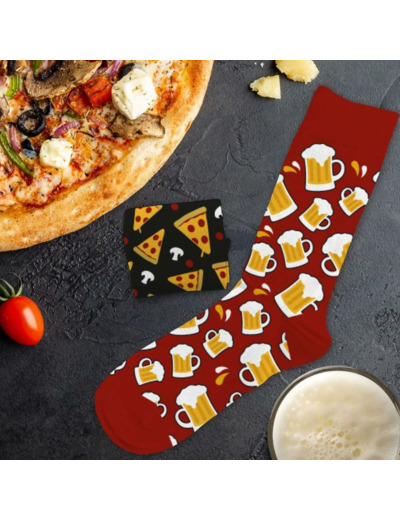 Chaussettes dépareillées - Pizza Bière