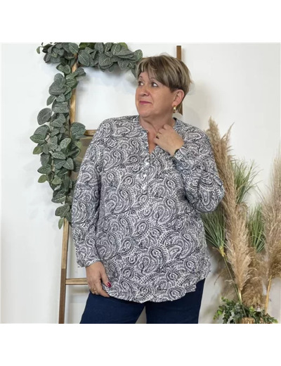 K818- Blouse «Cachemire » Christy (T44-T52) (marine)
