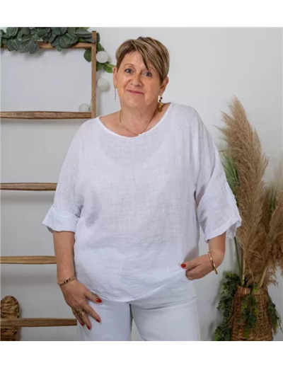 K759- Tunique 100% coton (Tu) (blanc)