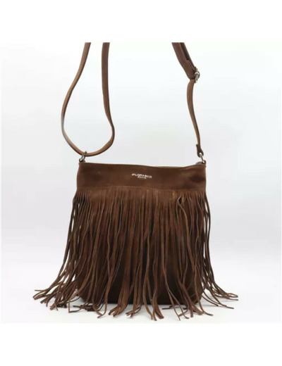 P395- Sac à franges aspect Daim Flora & Co (marron)